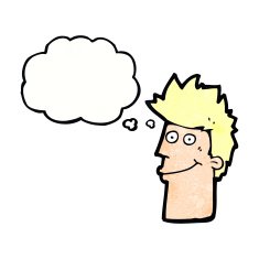 cartoon happy man with thought bubble N488