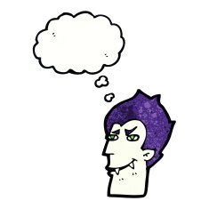 cartoon vampire face with thought bubble N38