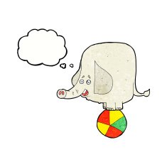 cartoon circus elephant with thought bubble N11