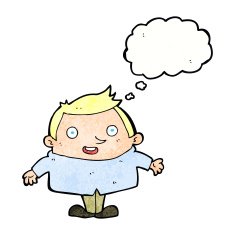 cartoon happy man with thought bubble N490
