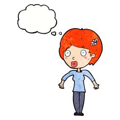 cartoon shocked woman with thought bubble N104
