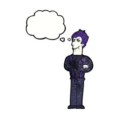 cartoon vampire with thought bubble N137