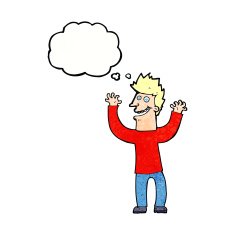 cartoon excited man with thought bubble N72