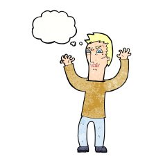 cartoon angry man with thought bubble N93