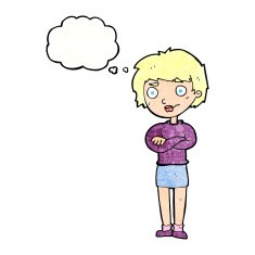 Cartoon Annoyed Woman With Thought Bubble N197