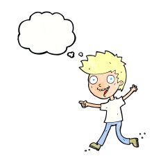 cartoon crazy excited boy with thought bubble N11
