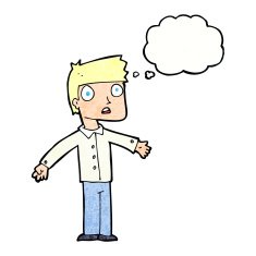 cartoon shocked man with thought bubble N118
