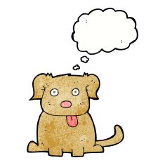 cartoon dog with thought bubble N16