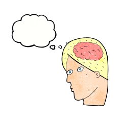 cartoon head with brain symbol thought bubble N44