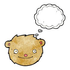 cartoon teddy bear head with thought bubble N12