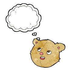 cartoon teddy bear head with thought bubble N14