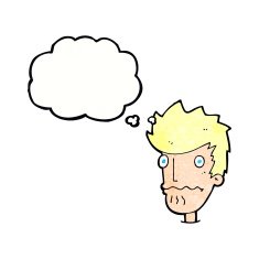 cartoon nervous man with thought bubble N147
