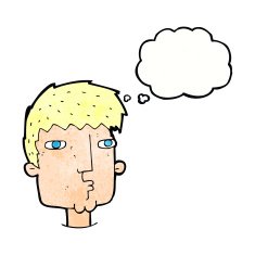 cartoon curious man with thought bubble N70