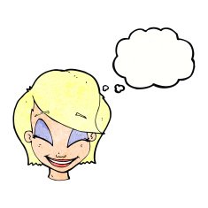 cartoon pretty female face with thought bubble N104