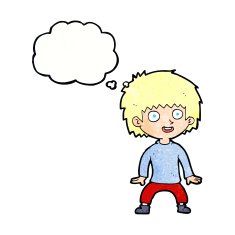 cartoon excited boy with thought bubble N156