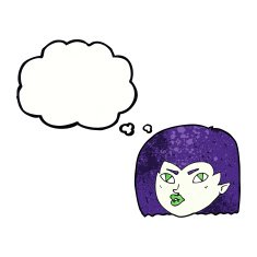 cartoon vampire face with thought bubble N40