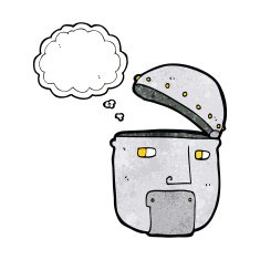 cartoon robot head with thought bubble N67