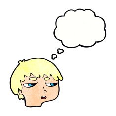 cartoon annoyed boy with thought bubble N42