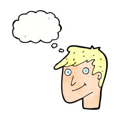 cartoon happy man with thought bubble N491