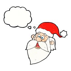 cartoon jolly santa claus face with thought bubble N10