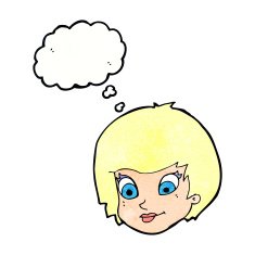 cartoon female face with thought bubble N162