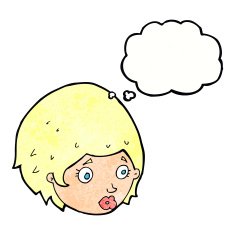 cartoon girl with concerned expression thought bubble N10