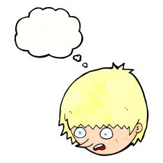 cartoon stressed face with thought bubble N9