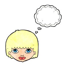 cartoon female face with thought bubble N163