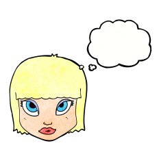 cartoon female face with thought bubble N164