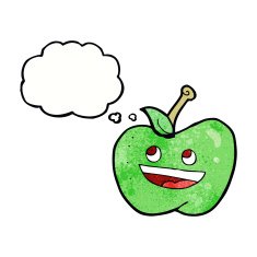 cartoon apple with thought bubble N37