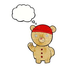 cartoon teddy bear with thought bubble N142
