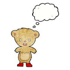 cartoon teddy bear with thought bubble N143