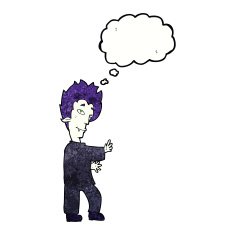 cartoon vampire with thought bubble N139