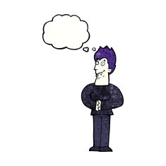 cartoon vampire with thought bubble N140