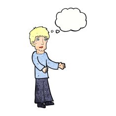 cartoon man explaining with thought bubble N20