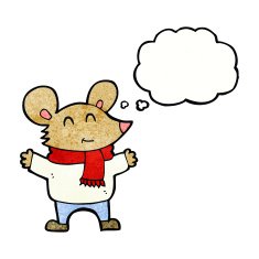 cartoon mouse with thought bubble N20