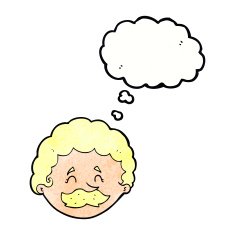 cartoon man with mustache thought bubble N93