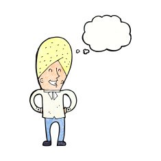 cartoon happy man with thought bubble N492