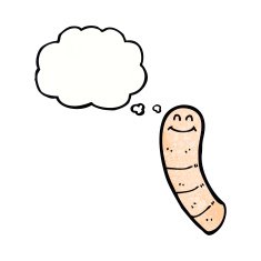 cartoon worm with thought bubble N9