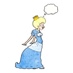 cartoon princess with thought bubble N39
