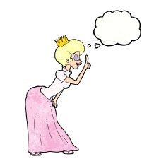 cartoon princess with thought bubble N40