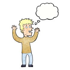 cartoon excited man with thought bubble N73