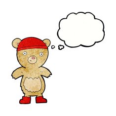 cartoon teddy bear with thought bubble N146
