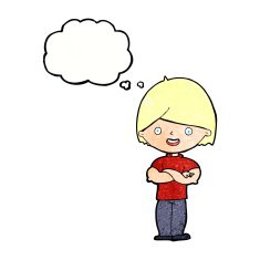 cartoon man with crossed arms thought bubble N30