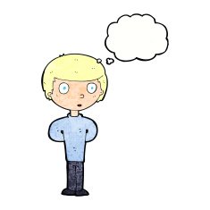 cartoon curious boy with thought bubble N38