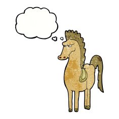 cartoon horse with thought bubble N36