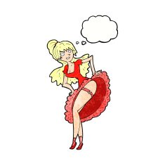 cartoon flamenco dancer with thought bubble N10