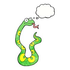 cartoon snake with thought bubble N67
