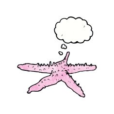 cartoon starfish with thought bubble N3