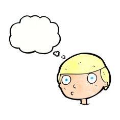 cartoon boy staring with thought bubble N20